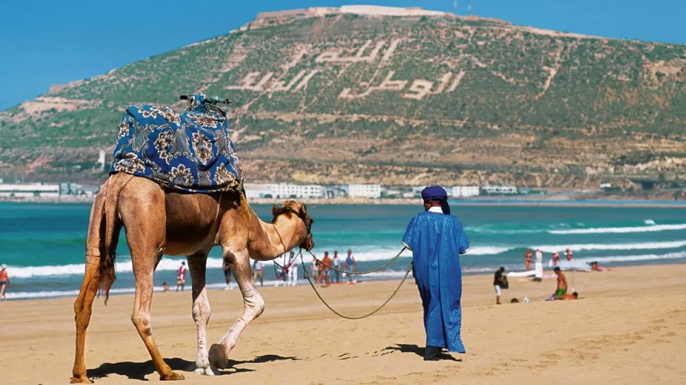 Sandy Atlantic beach in Agadir, Morocco