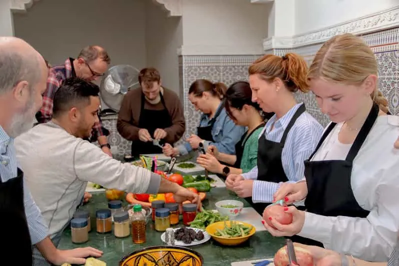 Moroccan meal shared after a cooking class in Marrakech