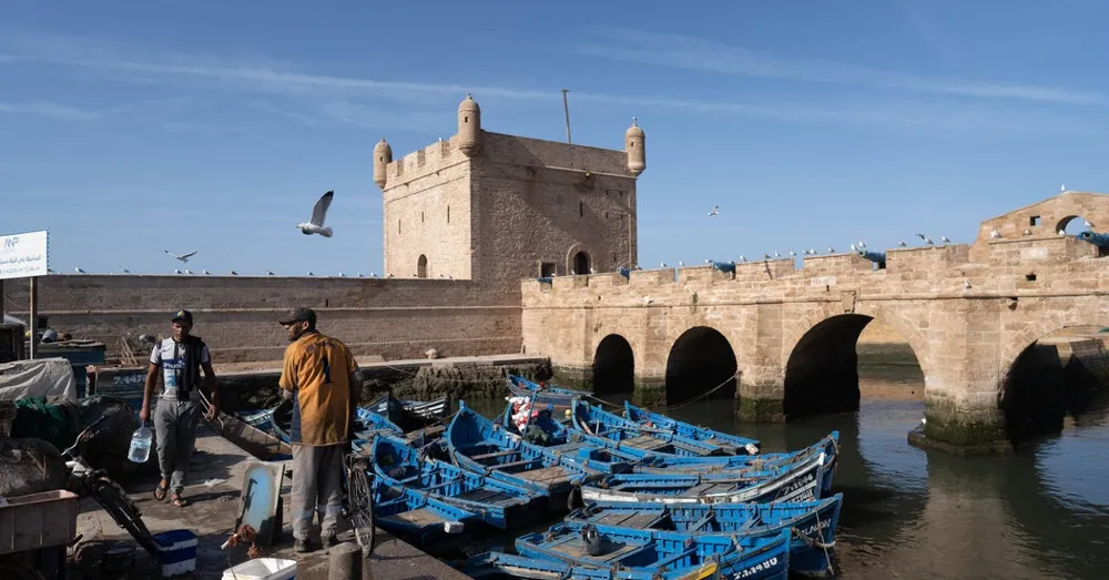 Whitewashed streets of the Essaouira medina near Marrakech