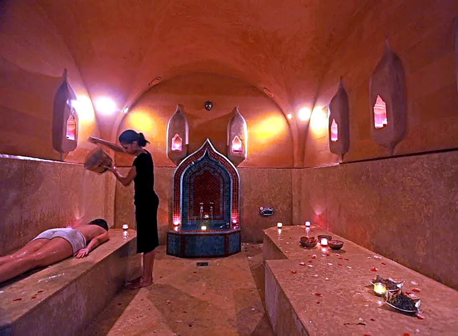 Rhassoul clay mask used in a traditional Marrakech hammam