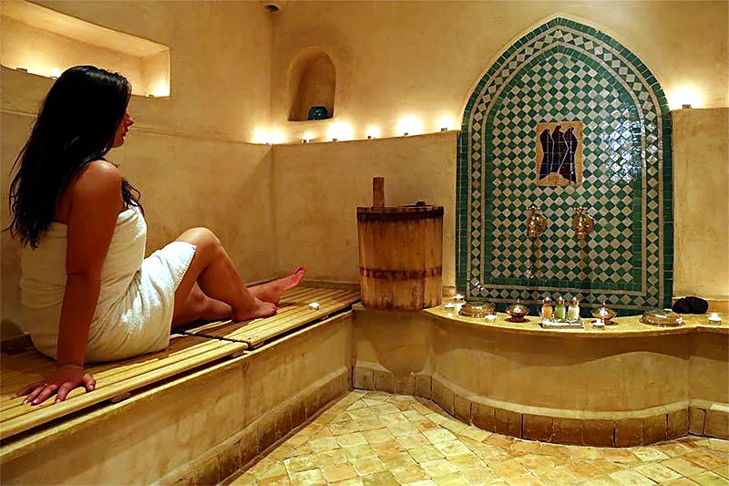 Relaxation lounge after a hammam ritual in Marrakech