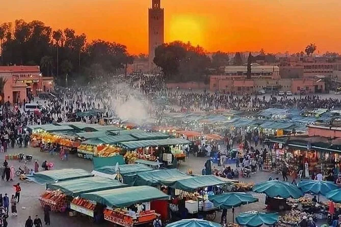Jemaa el-Fnaa square seen from a medina walking tour